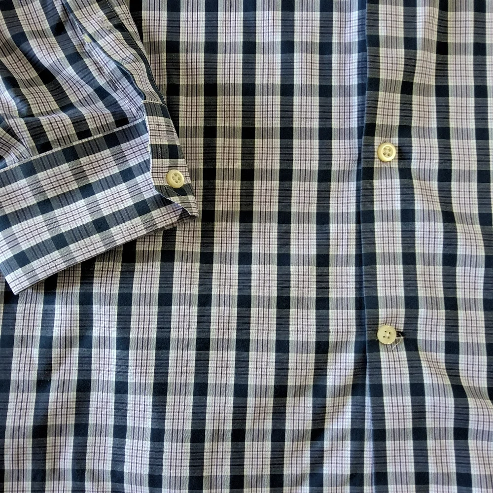 Mens Banana Republic XXL  Long Sleeve Button Down Purple Plaid Long Sleeve Shirt